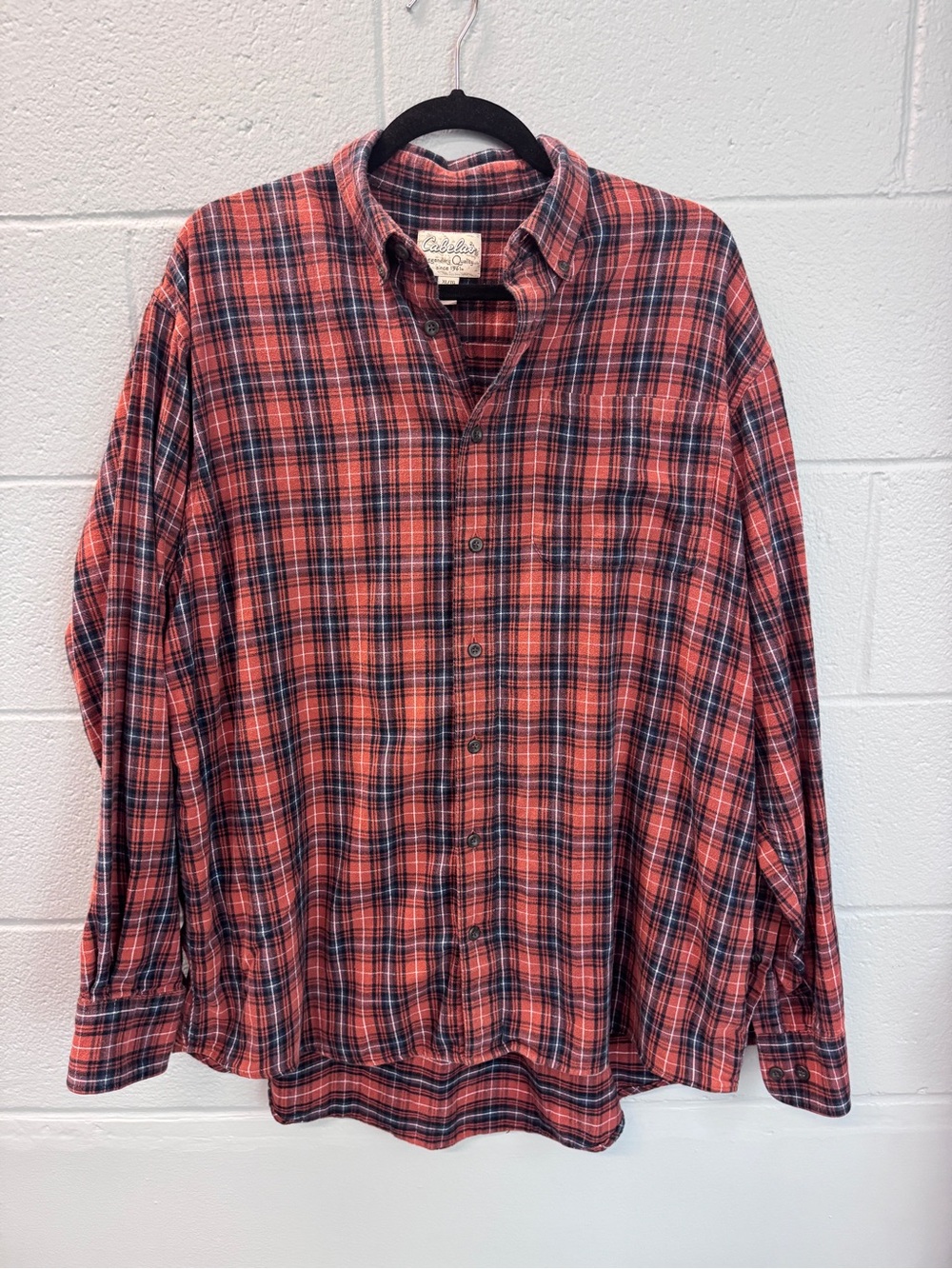 Cabela's Red and Blue Plaid Long-Sleeve Button-Down Shirt